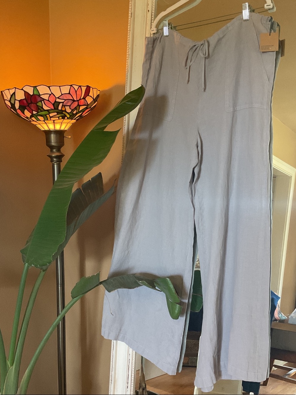 River + Sky Wide Leg Gray Linen Pant